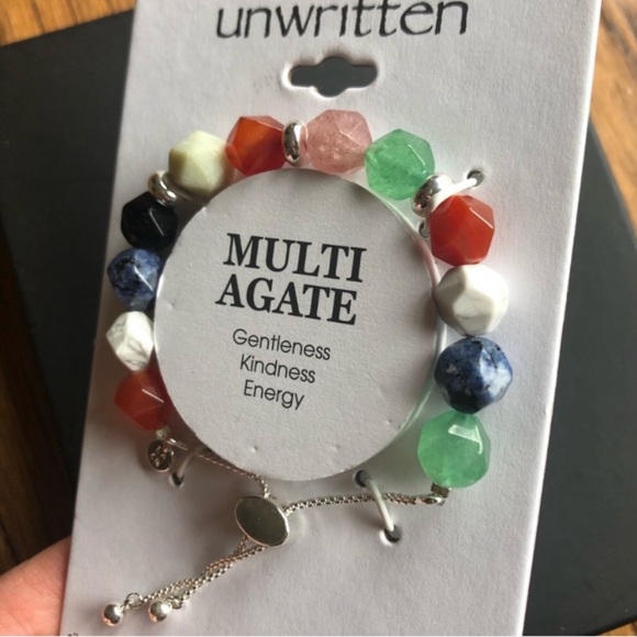 🍎🍏Genuine Agate Silver Boho Bracelet - Picture 2 of 6